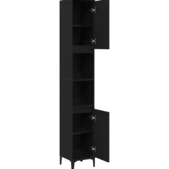 vidaXL Badkamer Kast Zwart Eiken 30 x 30 x 190 cm Bewerkt hout