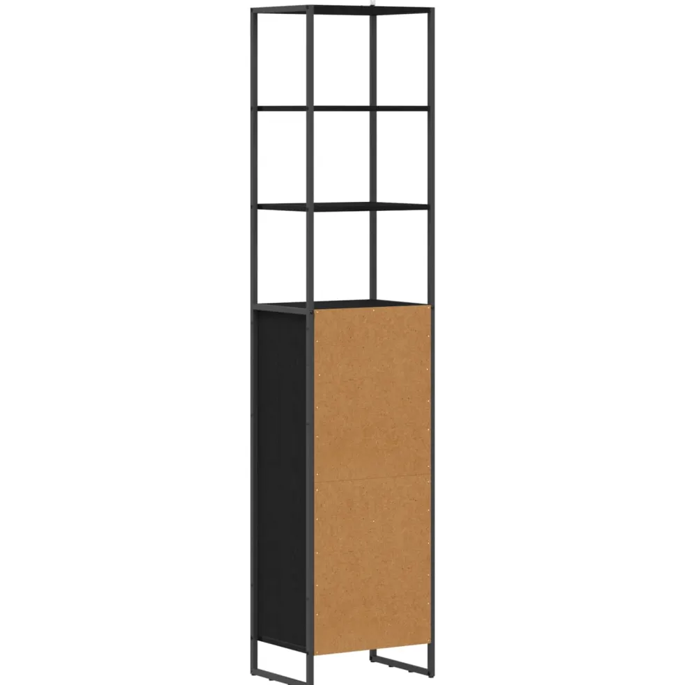 vidaXL Badkamer Kast Zwart Eiken 40 x 30 x 180 cm Bewerkt hout