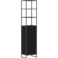 vidaXL Badkamer Kast Zwart Eiken 40 x 30 x 180 cm Bewerkt hout