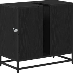 vidaXL Badkamerkast Zwart Eiken 65 x 33 x 60 cm Bewerkt hout