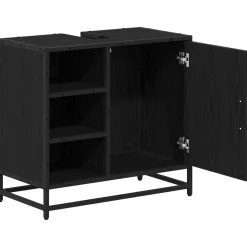 vidaXL Badkamerkast Zwart Eiken 65 x 33 x 60 cm Bewerkt hout