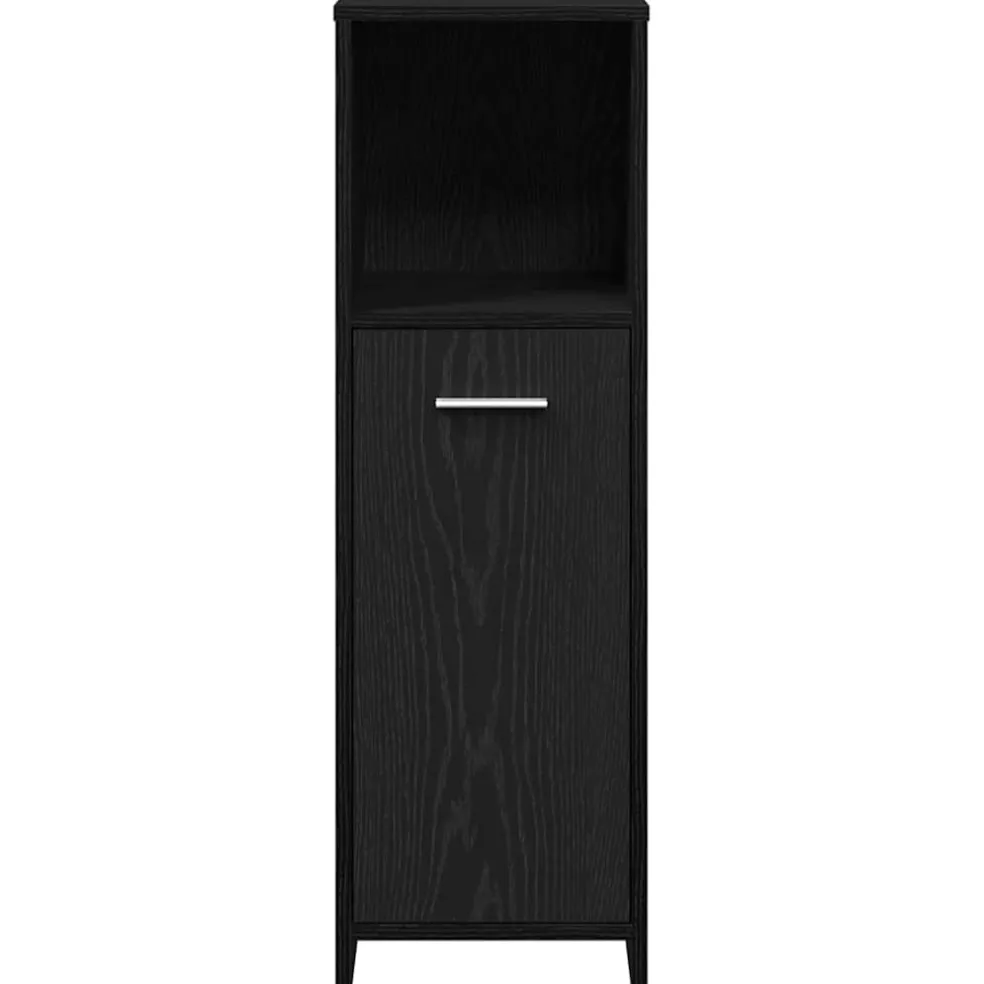 vidaXL Badkamerkast Zwart Eiken 30x30x95 cm Bewerkt Hout
