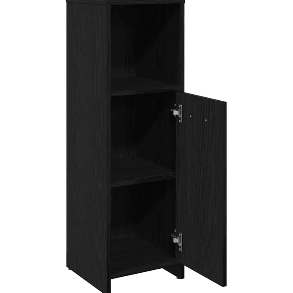 vidaXL Badkamerkast Zwart Eiken 30x30x95 cm Bewerkt Hout