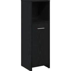 vidaXL Badkamerkast Zwart Eiken 30x30x95 cm Bewerkt Hout