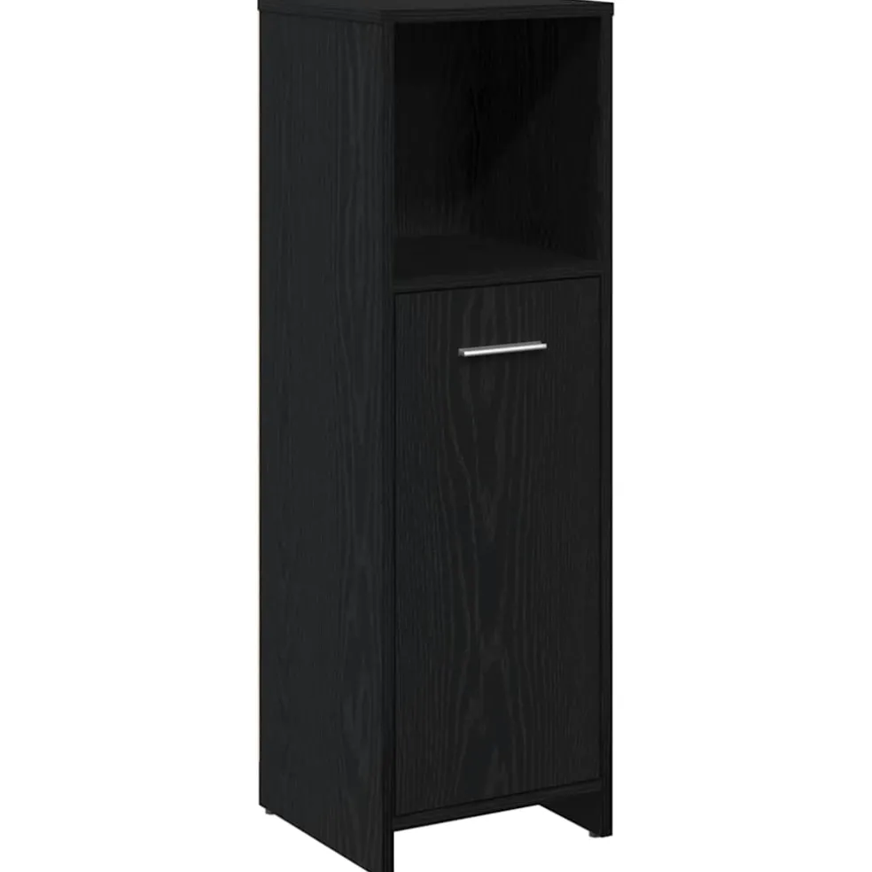 vidaXL Badkamerkast Zwart Eiken 30x30x95 cm Bewerkt Hout