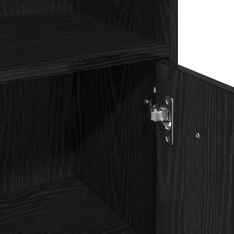 vidaXL Badkamerkast Zwart Eiken 30x30x95 cm Bewerkt Hout