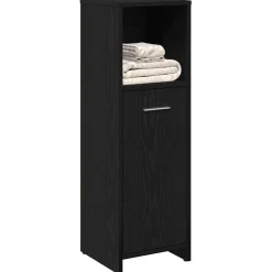 vidaXL Badkamerkast Zwart Eiken 30x30x95 cm Bewerkt Hout