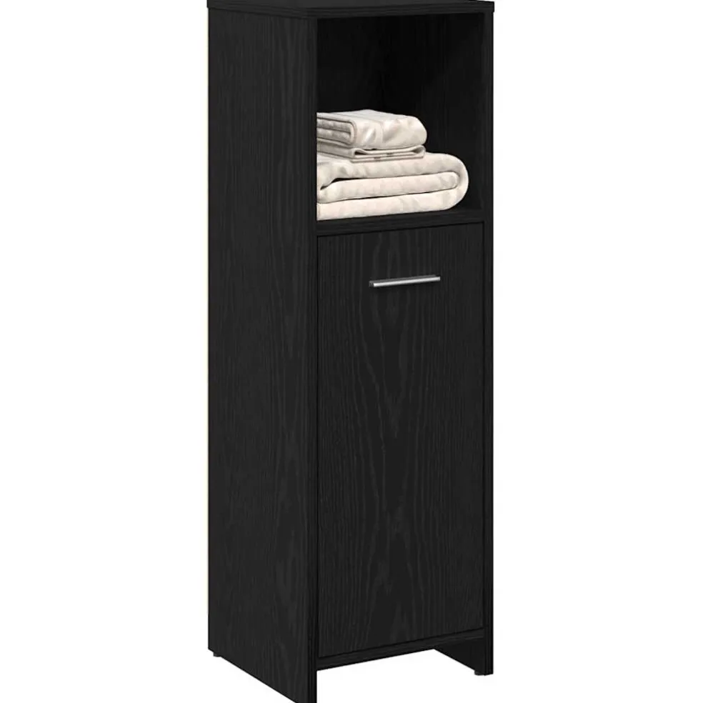 vidaXL Badkamerkast Zwart Eiken 30x30x95 cm Bewerkt Hout