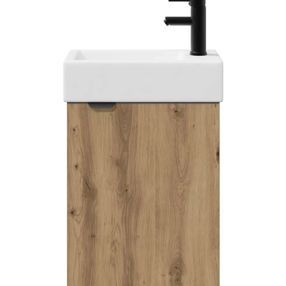 vidaXL Badkamermeubel met kraan Artisanaal eiken 45,5 x 22,5 x 84 cm