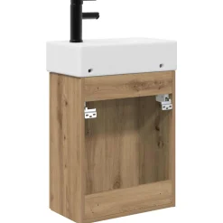 vidaXL Badkamermeubel met kraan Artisanaal eiken 45,5 x 22,5 x 84 cm