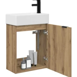 vidaXL Badkamermeubel met kraan Artisanaal eiken 45,5 x 22,5 x 84 cm