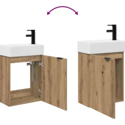 vidaXL Badkamermeubel met kraan Artisanaal eiken 45,5 x 22,5 x 84 cm