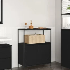 vidaXL Badkamermeubel met planken 76,5x35x95 cm zwart eikenkleurig