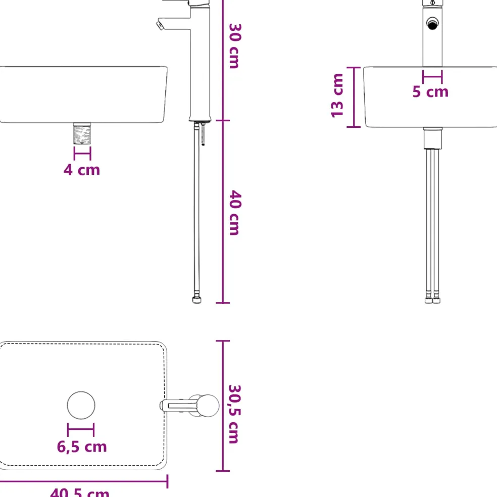 vidaXL Badkamermeubel met Wasbak Wit 54 x 35 x 83 cm Bewerkt hout