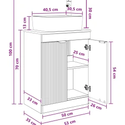 vidaXL Badkamermeubel met Wasbak Wit 54 x 35 x 83 cm Bewerkt hout