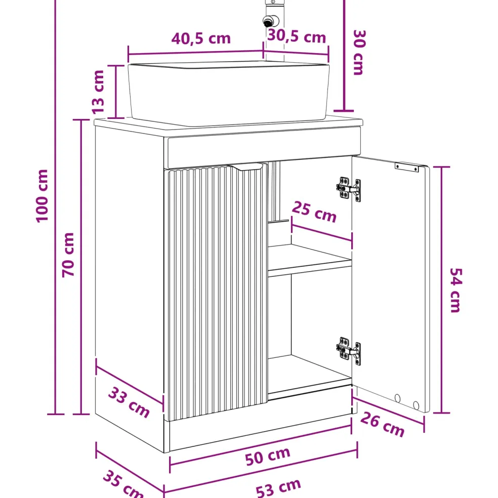 vidaXL Badkamermeubel met Wasbak Wit 54 x 35 x 83 cm Bewerkt hout