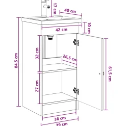 vidaXL Badkamermeubel met Wasbak Betongrijs 42 x 40 x 84,5 cm