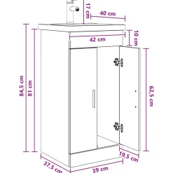 vidaXL Badkamermeubel met Wasbak Sonoma Eiken 42 x 40 x 84,5 cm