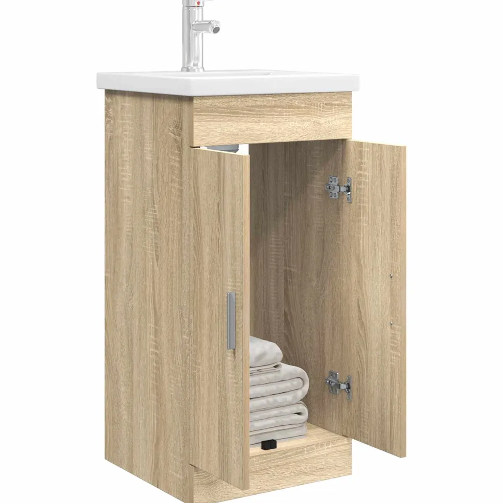 vidaXL Badkamermeubel met Wasbak Sonoma Eiken 42 x 40 x 84,5 cm