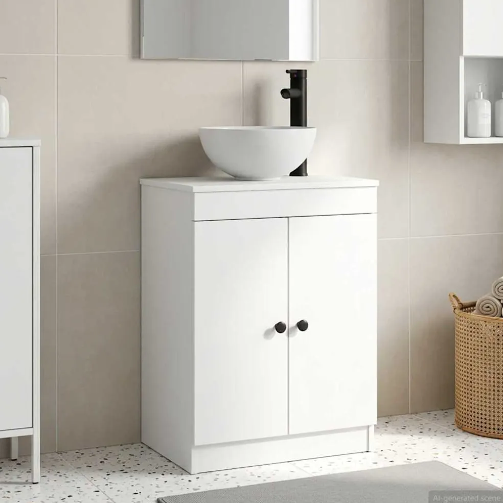 vidaXL Badkamermeubel met Wasbak Wit 54 x 35 x 83 cm Bewerkt hout