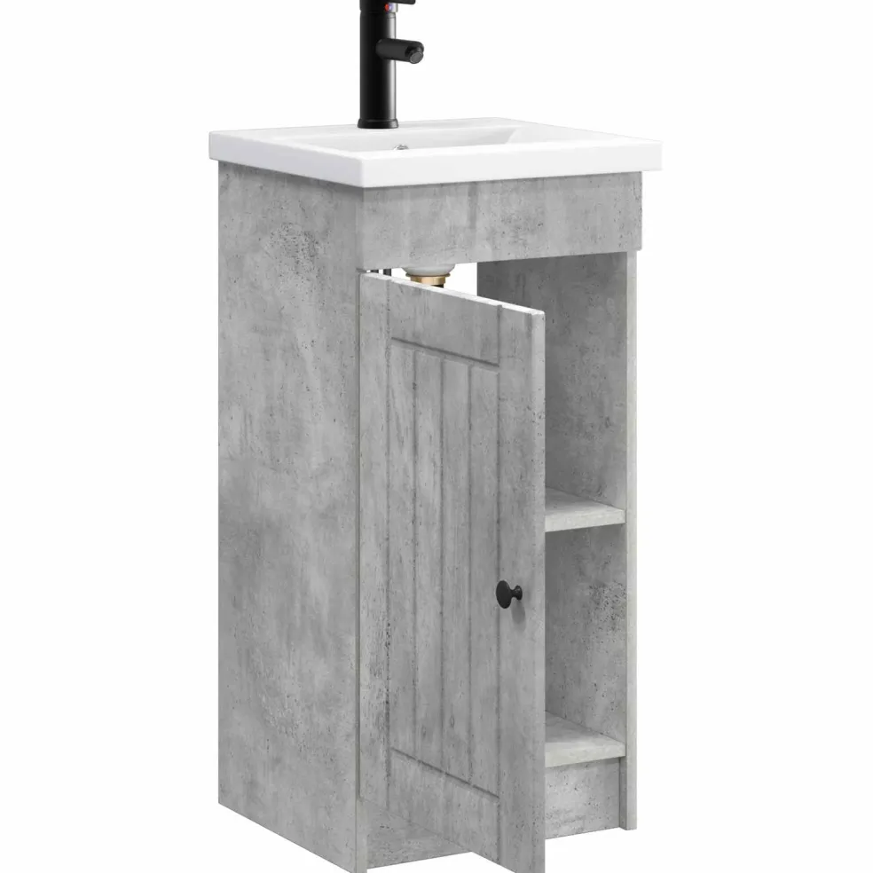 vidaXL Badkamermeubel met Wasbak Betongrijs 42 x 40 x 84,5 cm