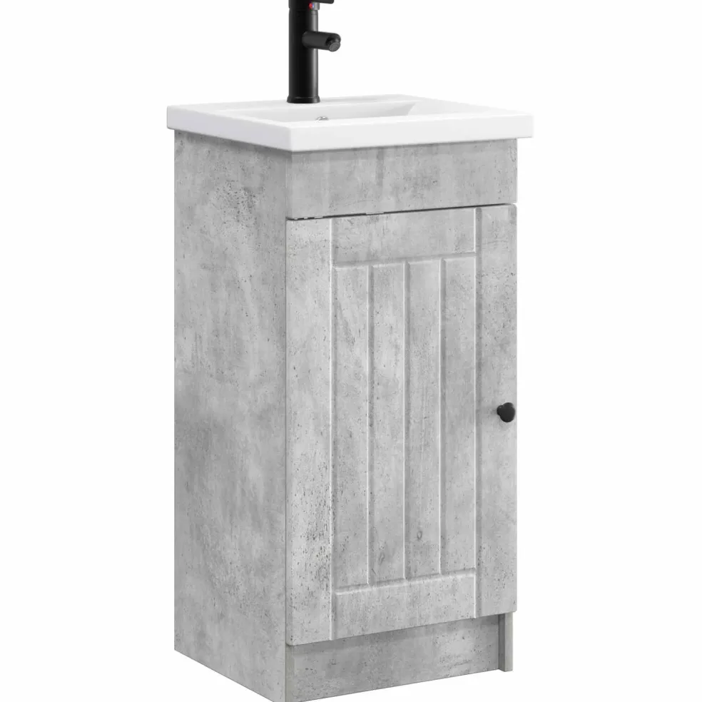 vidaXL Badkamermeubel met Wasbak Betongrijs 42 x 40 x 84,5 cm