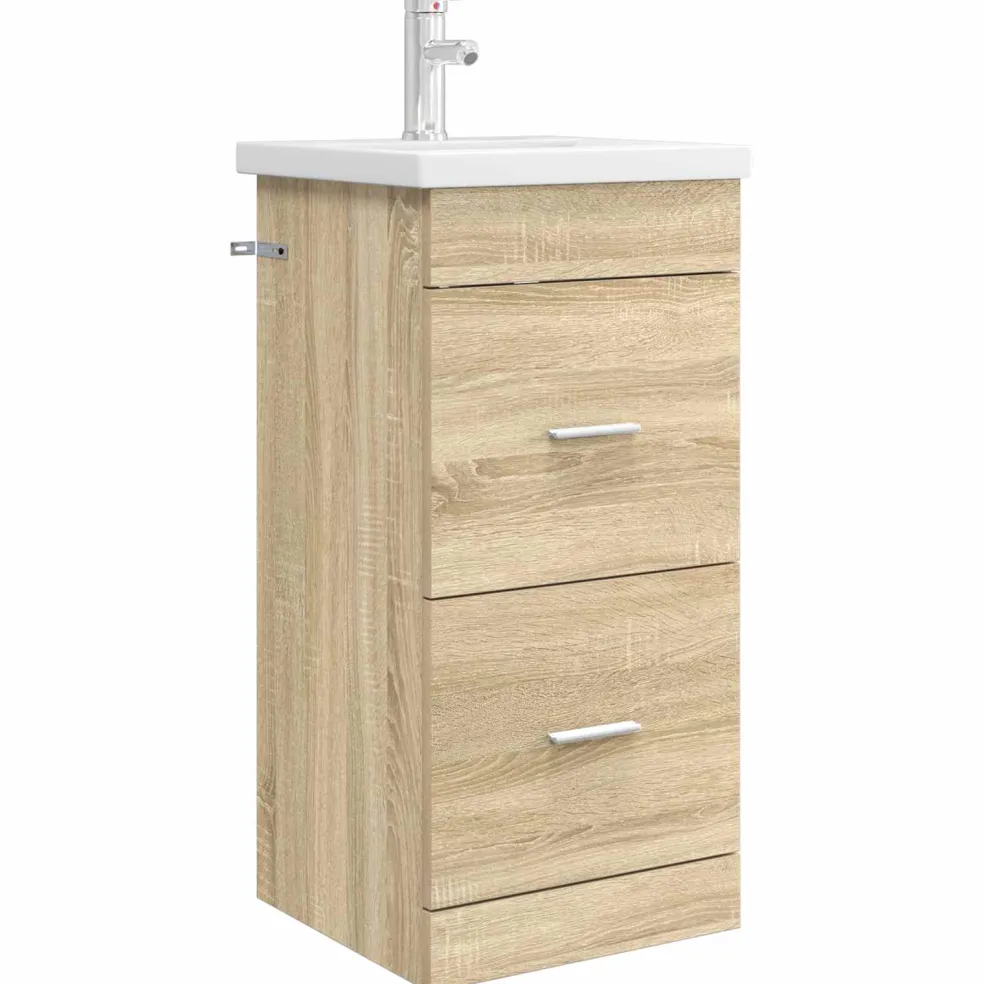 vidaXL Badkamermeubel met Wasbak Sonoma Eiken 42 x 40 x 84,5 cm