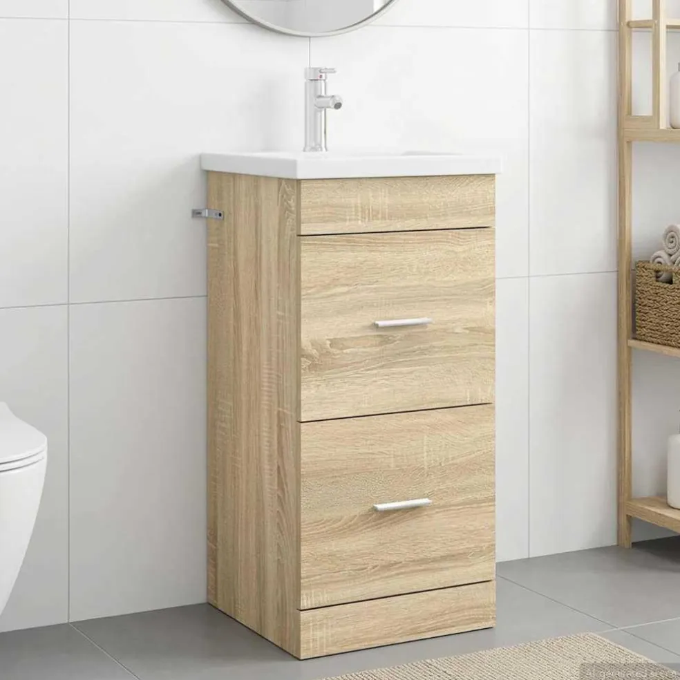vidaXL Badkamermeubel met Wasbak Sonoma Eiken 42 x 40 x 84,5 cm