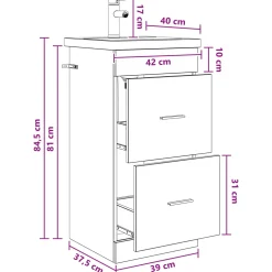 vidaXL Badkamermeubel met Wasbak Sonoma Eiken 42 x 40 x 84,5 cm