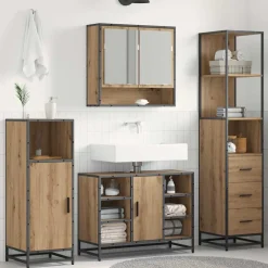 vidaXL Badkamermeubelset Artisan Eiken 35 x 37,5 x 166 cm Bewerkt hout