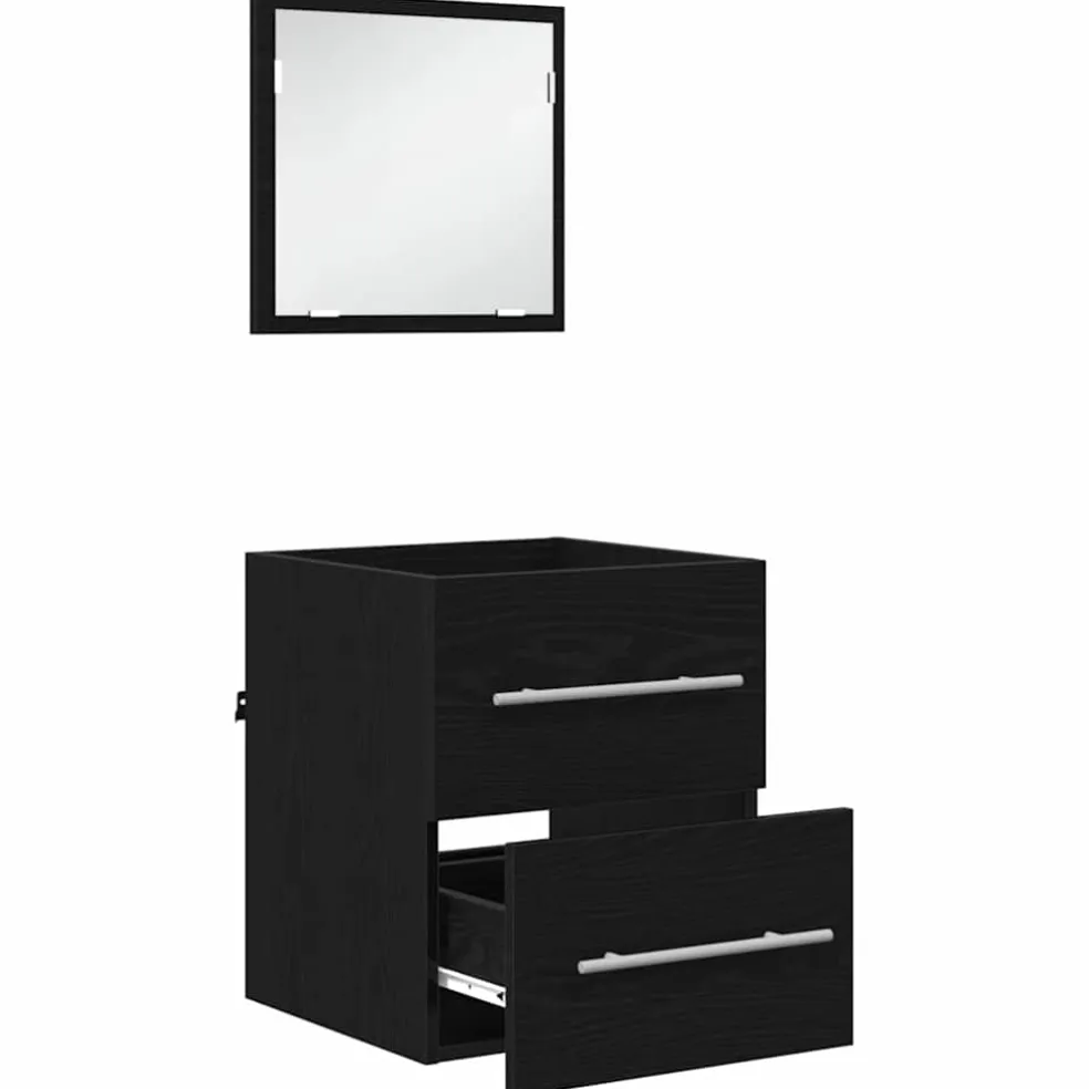 vidaXL Badkamermeubelset met lade met opslag Zwart 41 x 38,5 x 48 cm