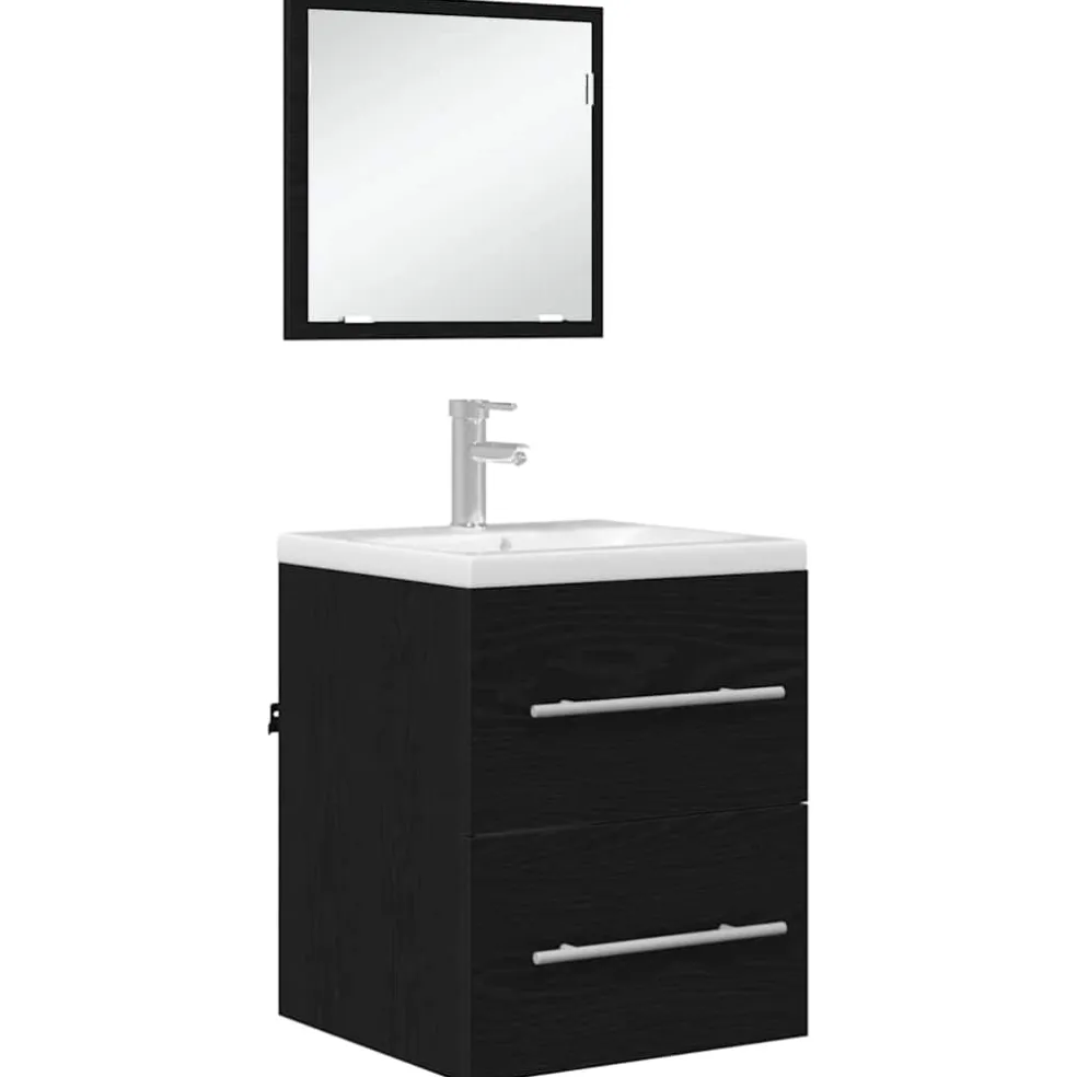 vidaXL Badkamermeubelset met lade met opslag Zwart 41 x 38,5 x 48 cm