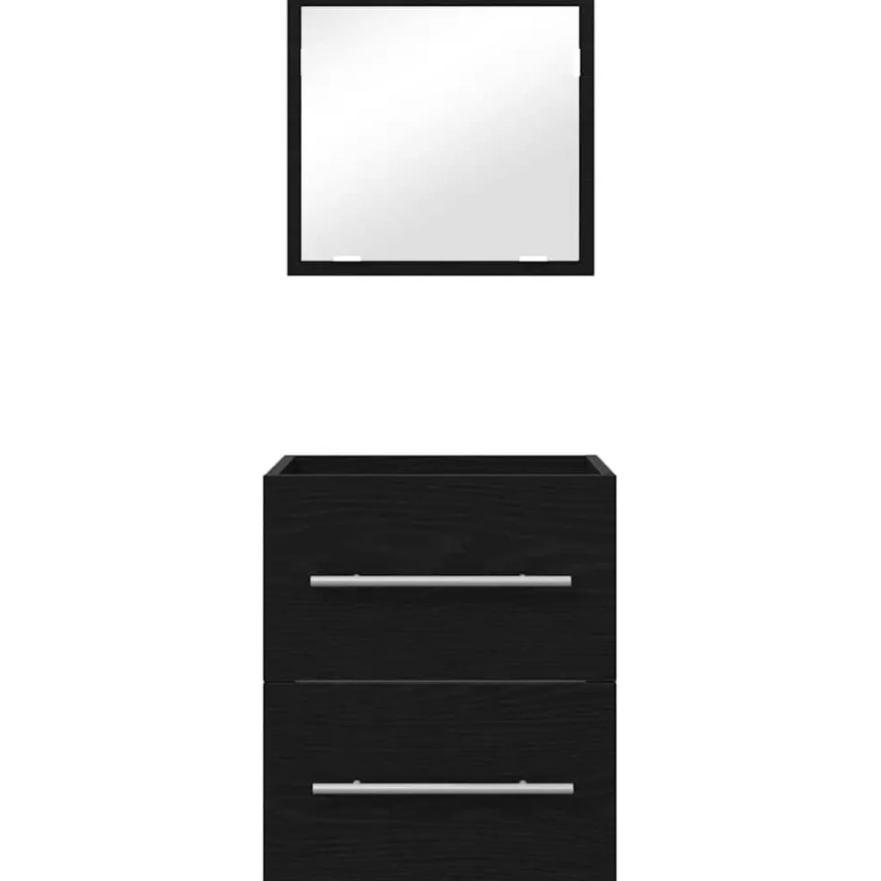 vidaXL Badkamermeubelset met lade met opslag Zwart 41 x 38,5 x 48 cm