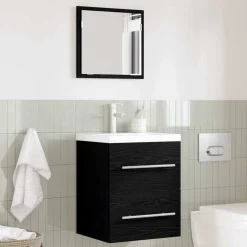 vidaXL Badkamermeubelset met lade met opslag Zwart 41 x 38,5 x 48 cm