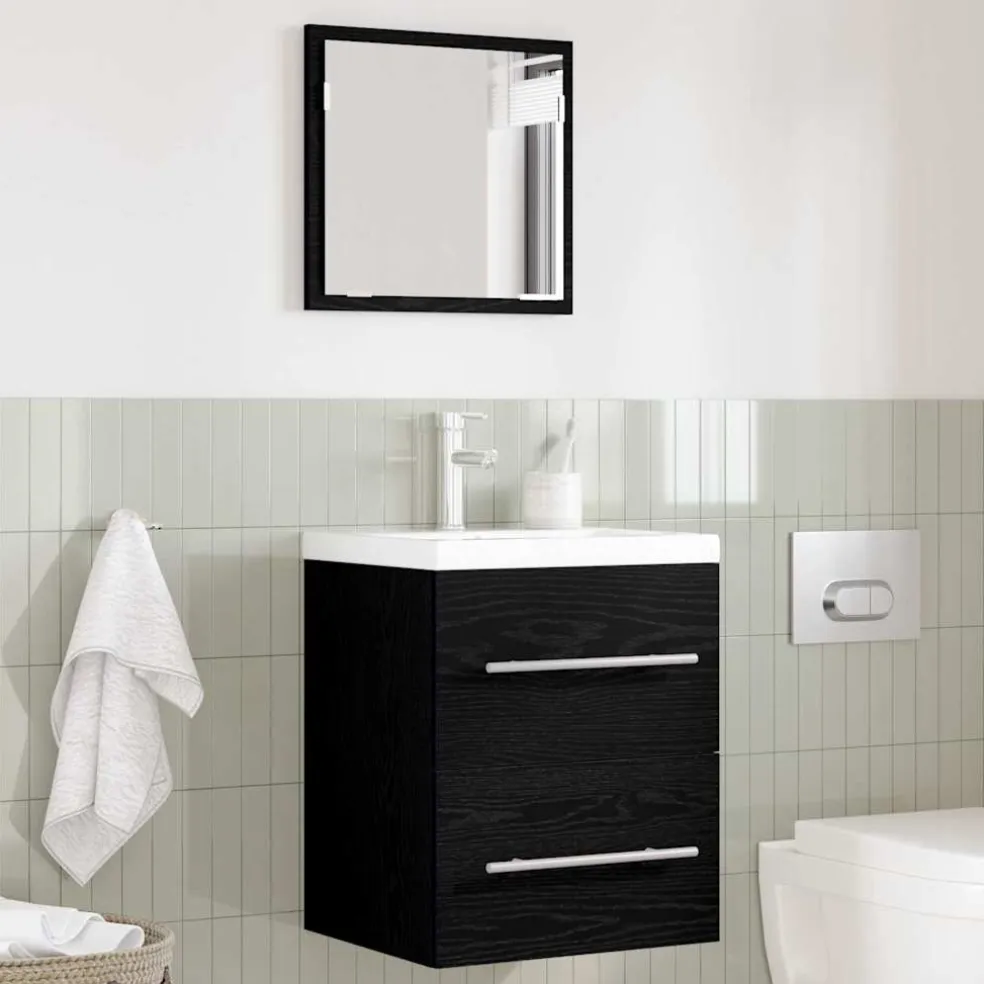 vidaXL Badkamermeubelset met lade met opslag Zwart 41 x 38,5 x 48 cm