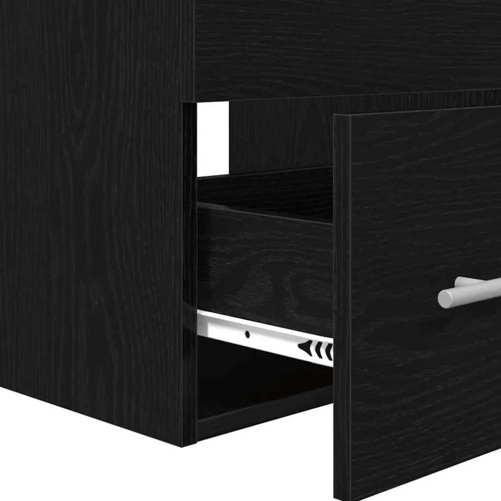 vidaXL Badkamermeubelset met lade met opslag Zwart 41 x 38,5 x 48 cm