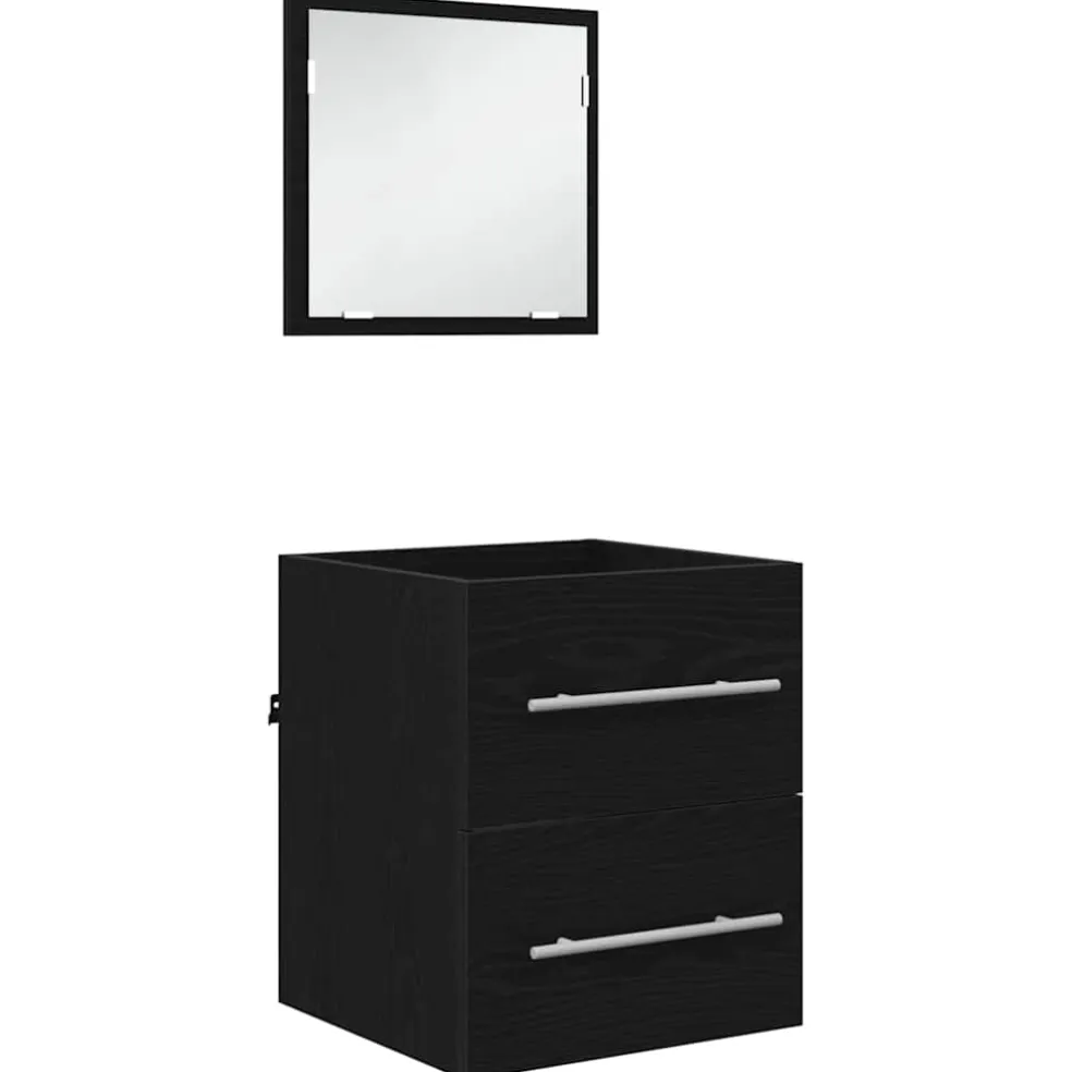 vidaXL Badkamermeubelset met lade met opslag Zwart 41 x 38,5 x 48 cm