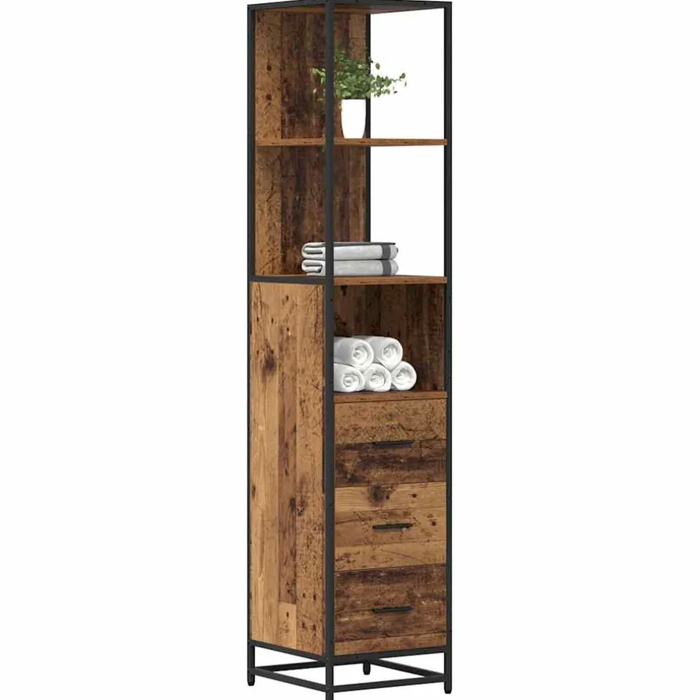 vidaXL Badkamermeubelset Oud Hout 35 x 37,5 x 166 cm Bewerkt hout