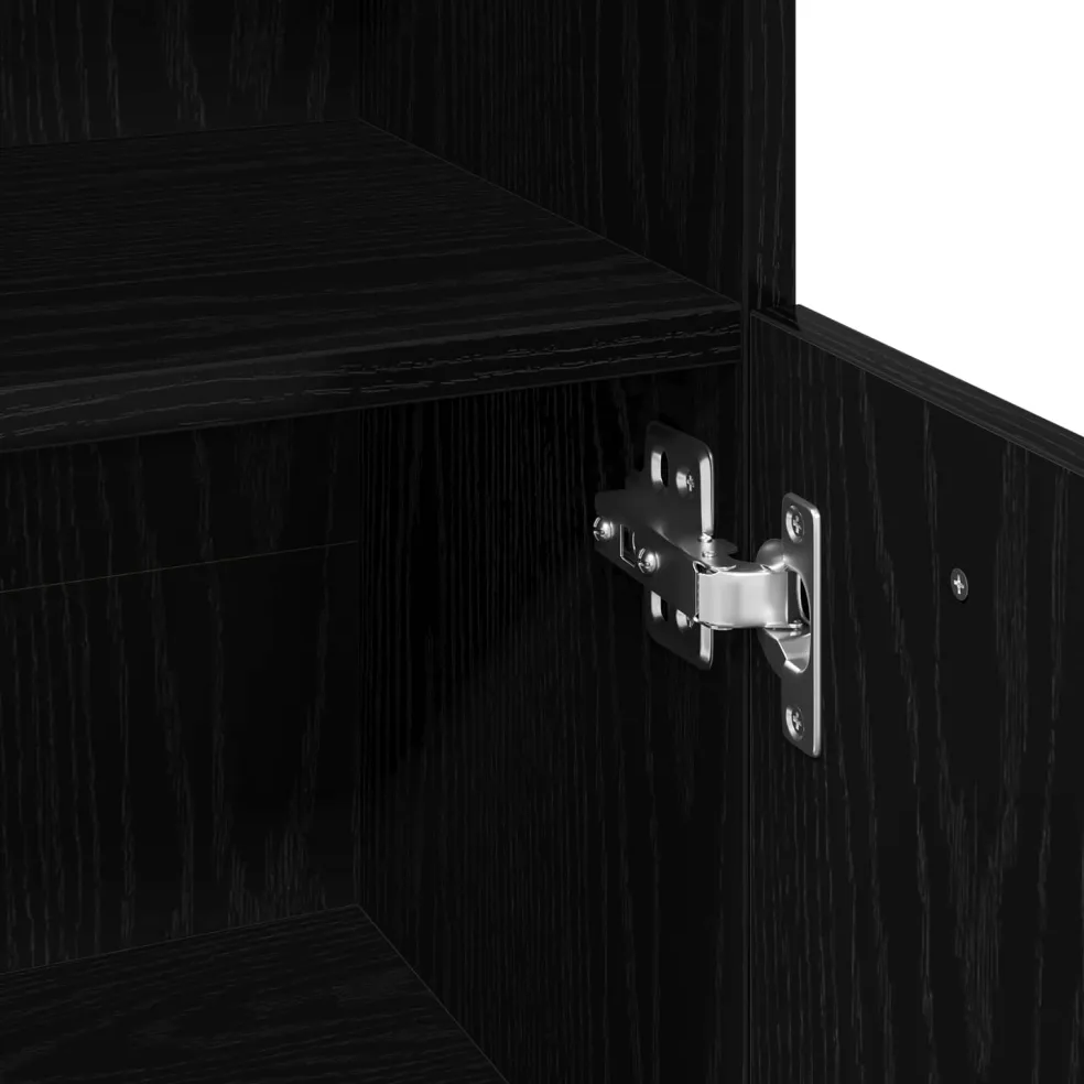 vidaXL Badkamermeubelset 3 st Zwart 30 x 30 x 179,5 cm Bewerkt hout