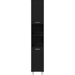 vidaXL Badkamermeubelset 3 st Zwart 30 x 30 x 179,5 cm Bewerkt hout