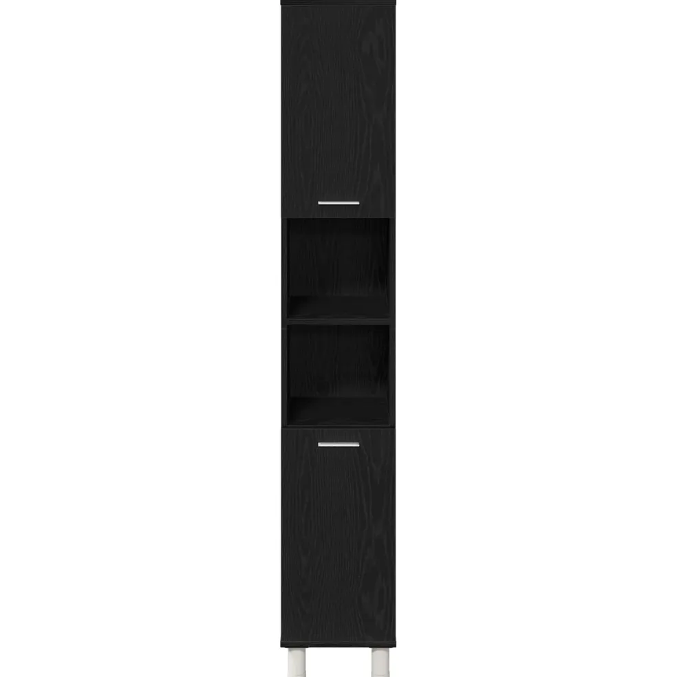 vidaXL Badkamermeubelset 3 st Zwart 30 x 30 x 179,5 cm Bewerkt hout