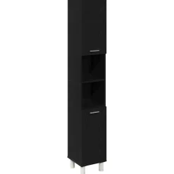 vidaXL Badkamermeubelset 3 st Zwart 30 x 30 x 179,5 cm Bewerkt hout