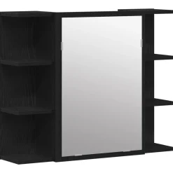 vidaXL Badkamermeubelset 3 st Zwart 30 x 30 x 179,5 cm Bewerkt hout