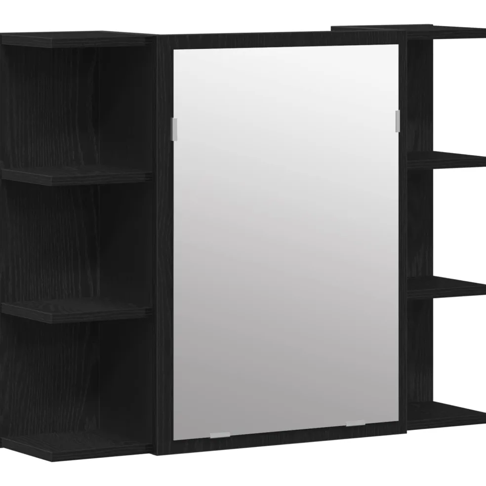 vidaXL Badkamermeubelset 3 st Zwart 30 x 30 x 179,5 cm Bewerkt hout