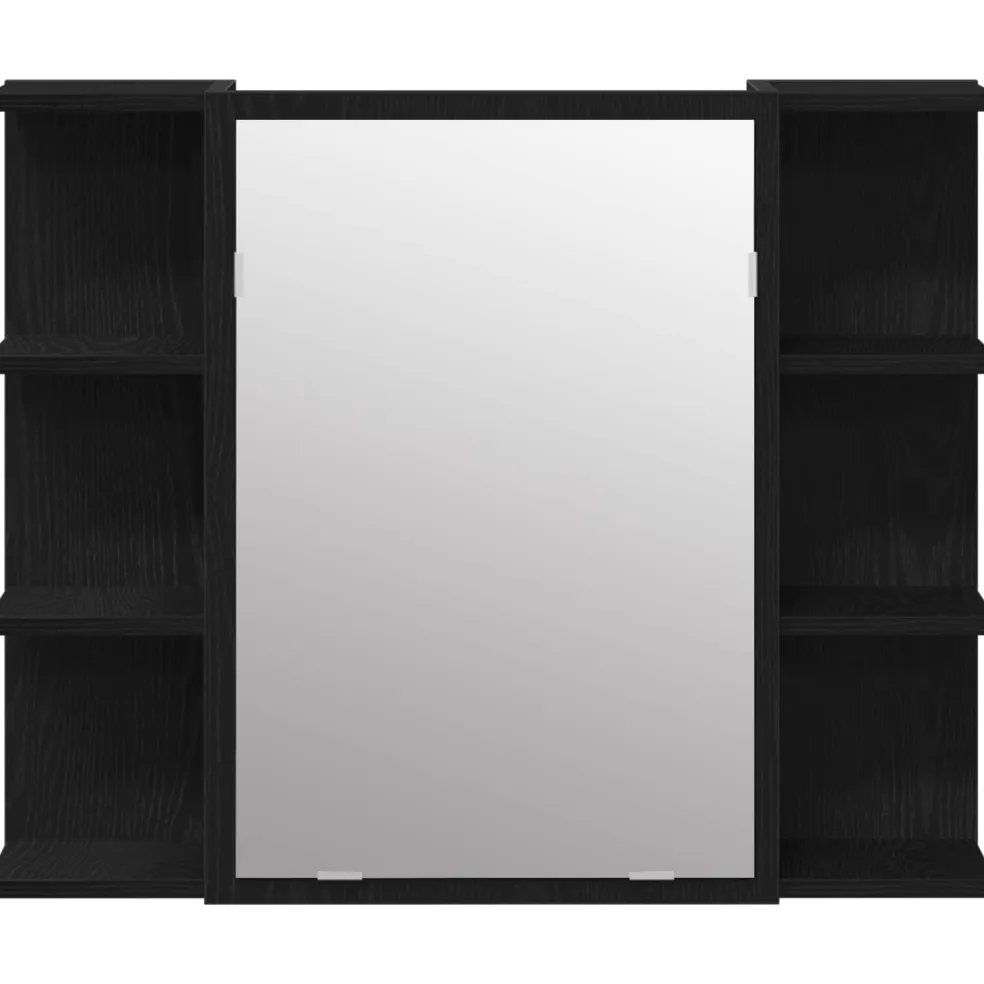 vidaXL Badkamermeubelset 3 st Zwart 30 x 30 x 179,5 cm Bewerkt hout
