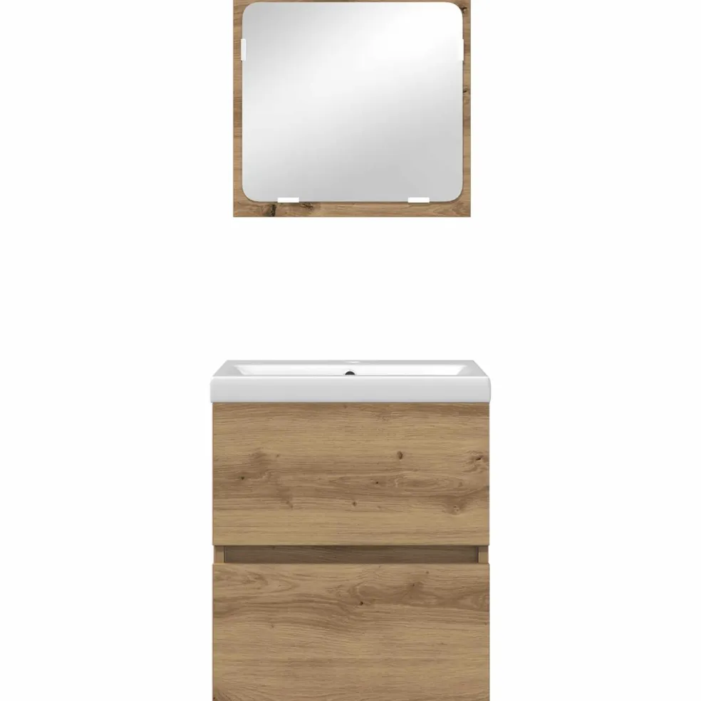 vidaXL Badkamermeubelset 2 st Ambachtelijke Eik en Wit 42 x 39 x 45 cm