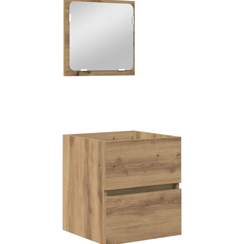 vidaXL Badkamermeubelset 2 st Ambachtelijke Eik en Wit 42 x 39 x 45 cm
