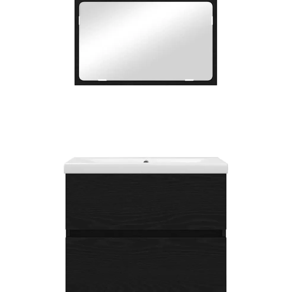vidaXL Badkamermeubelset 3 st Zwart Eiken 61 x 39 x 45 cm Bewerkt hout