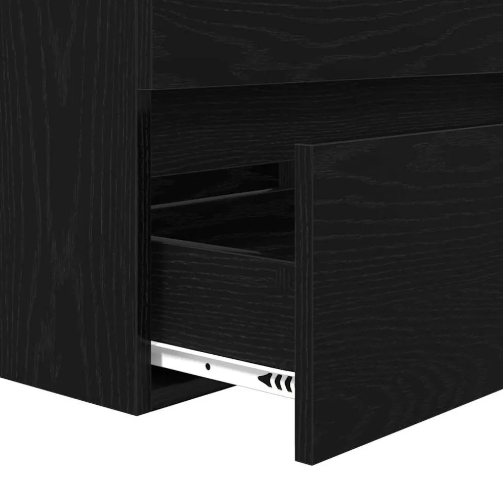 vidaXL Badkamermeubelset 3 st Zwart Eiken 61 x 39 x 45 cm Bewerkt hout