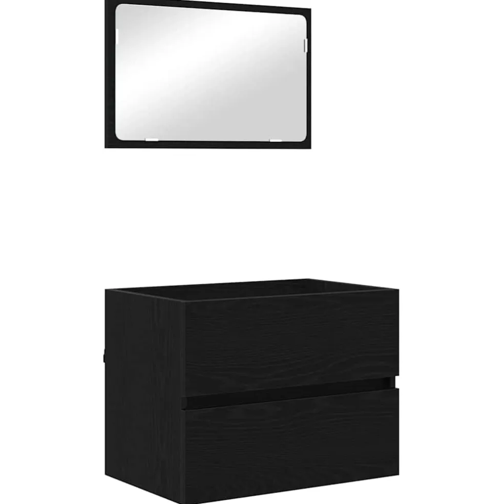 vidaXL Badkamermeubelset 3 st Zwart Eiken 61 x 39 x 45 cm Bewerkt hout